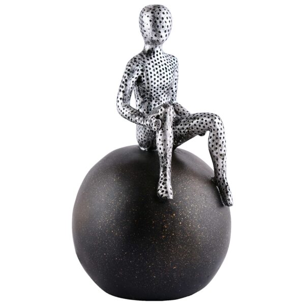 Men Sitting on Ball Showpiece for Home Decor Showpiece, Atlas Sculpture for Office Table Décor multicolour - Image 2