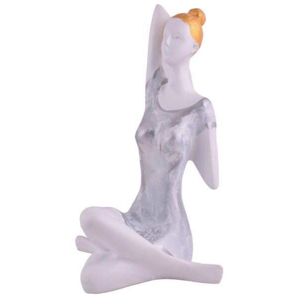 Suitable for home decor Yoga Posture Lady Statue Idol for Home Yoga Statue admirable piece of gift (silver) - Image 4