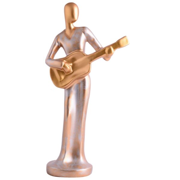 Modern metal musician golden white statue Resin figurine Contemporary art Music decor Metal sculpture, Modern home decor, Musician gift - Image 3