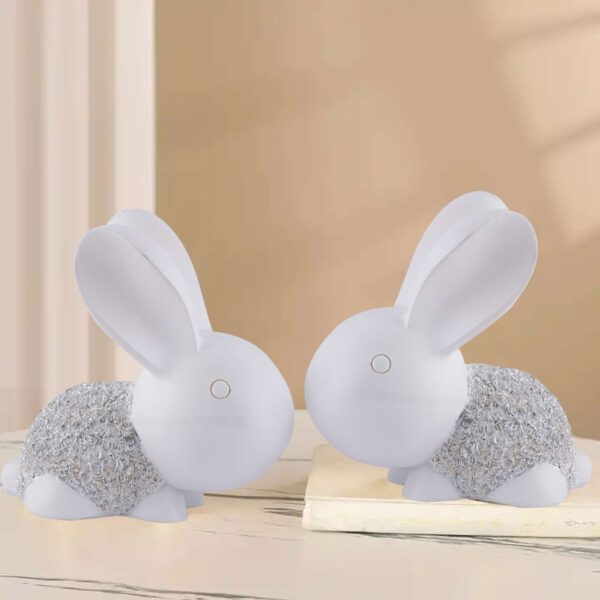 Rabbit Cute Pair Statue for Home Decor Showpiece | Kids Room Decorative Showpiece (White) - Image 2