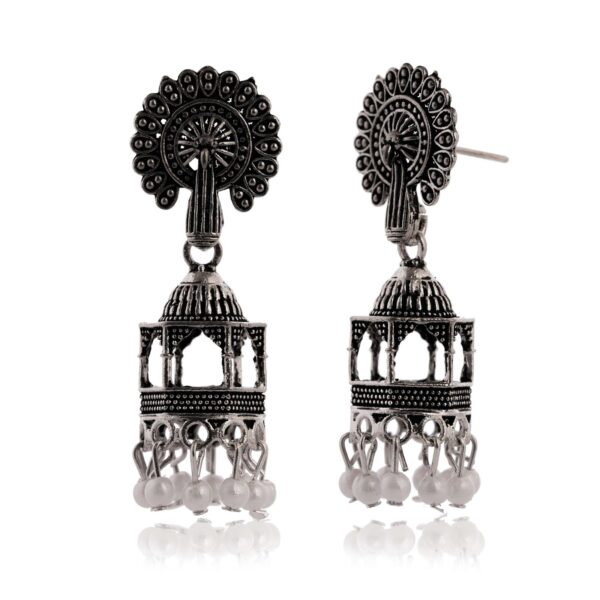 Women's Indian Bollywood Stylish AZ838-OXidised Earrings Traditional Ethnic Jhumka/Jhumki Earrings for Women - Unique Design - Image 4