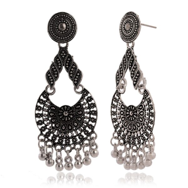 Women's Traditional Silver AZ838-OXidised Chandbali Ethnic Design Jhumka/Jhumki Earrings for Women - Image 4