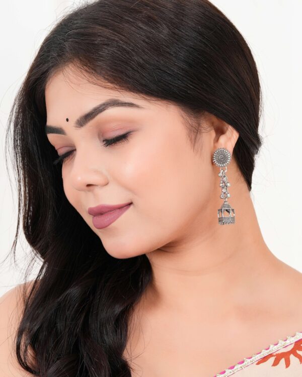 Women's Indian Bollywood Stylish AZ838-OXidised Drop Dangles Earrings Traditional Ethnic Jhumka/Jhumki Earrings for Women - Image 2