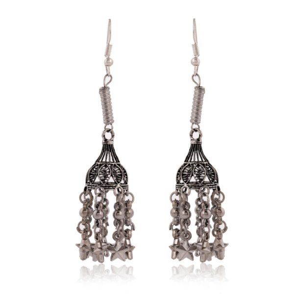 Women's AZ838-OXidised Multipel Layer Long Jhumka Earrings for women Nickel Jhumki Earring - Image 4