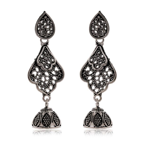 Women's Indian Bollywood Stylish AZ838-OXidised Earrings Traditional Ethnic Jhumka/Jhumki Earrings for Women - Unique Design -AZ838-OX-ER20 - Image 4